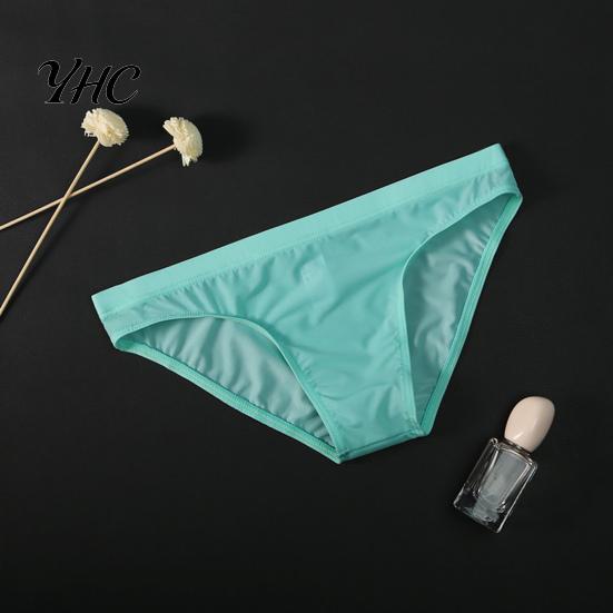 Men Underpants Briefs Stretchy Breathable Comfortable Soft See Through Trendy Ice Silk Sexy Low Waist Panties Daily Life