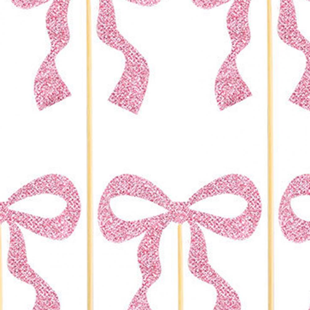 Bowknot Theme Party Decor Set Pink Tassel Banner Cake Toppers Gold Glitter Spiral Hanging Ornaments Girls Birthday Party Decor