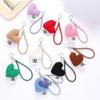 Sweet Plush Love Heart Pendant Wristlet Keychain Bag Charm Keyring Pendant Lanyard for Backpack Coin Purse Decoration