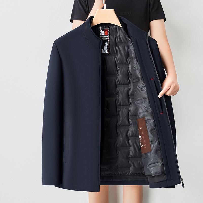 Middle-aged and Elderly Father Men's Down Jacket Mid-length Winter Thickened Warm Casual Top Duck Down Simple Casual