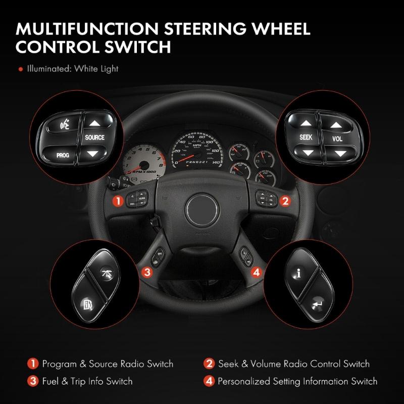 Steering Wheel Button Switch Assembly ABS Button Panel Replacement Steering Wheel Key Switches 21997739 Replacement