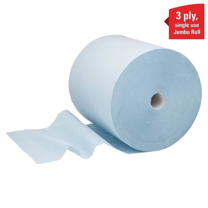 Essuyeurs 7426 WypAll Industriels L30, Maxi Bobine - Extra Large, 3 épaisseurs, grande taille, bleus (1 rouleau de 670 formats)