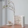 Blooming Flower Relief Ceramic Vase Desk Decoration Flowers Arrangement Artificial Flower Decorative Floral Vases Modern Decor