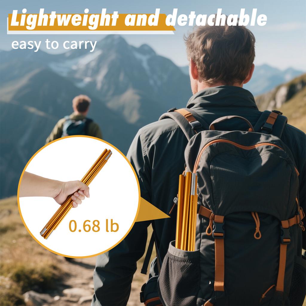 Aluminum Alloy Tent Poles 360CM/430CM Camping Tent Rods 11/13Section Camping Essential Accessories