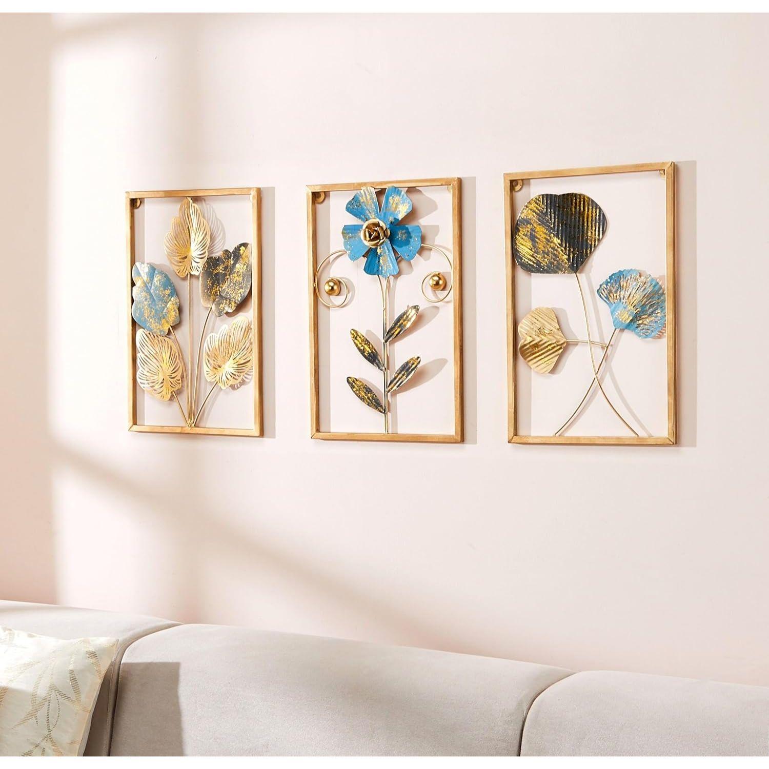 

Листья Металлический Настенный Декор | Элегантное Железное Настенное Панно в Стиле Природы | Настенное Панно | Настенный Декор | Простая Установка | 37 x 25 см Каждый | Набор из 3