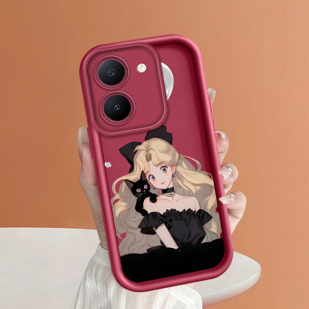 Soft Silicone Square Ladders Cartoon Pattern Full Cover Camera Protection Shockproof Case for iPhone Infinix Tecno Vivo