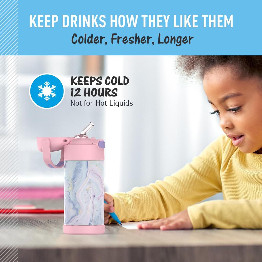 Thermos FUNTAINER 12oz Stainless Steel Vacuum Insulated Kids Straw Bottle Dreamy