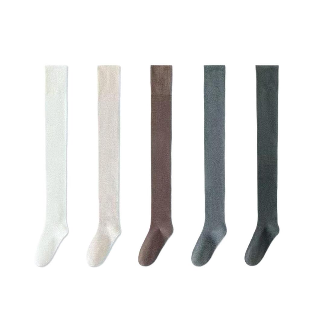 Women's Over-the-Knee High-Top Socks - Solid Color, Micro-Pressure, Autumn/Winter, Extended Thigh, High-Value Appearance.