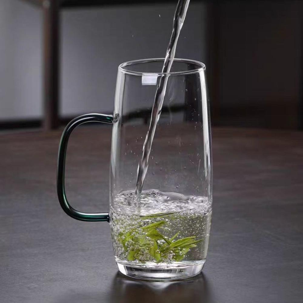 Zesílené sklo Domácí šálek na zelený čaj Tepelně odolný šálek na pitnou vodu s uchem Pánské a dámské šálky na čaj
