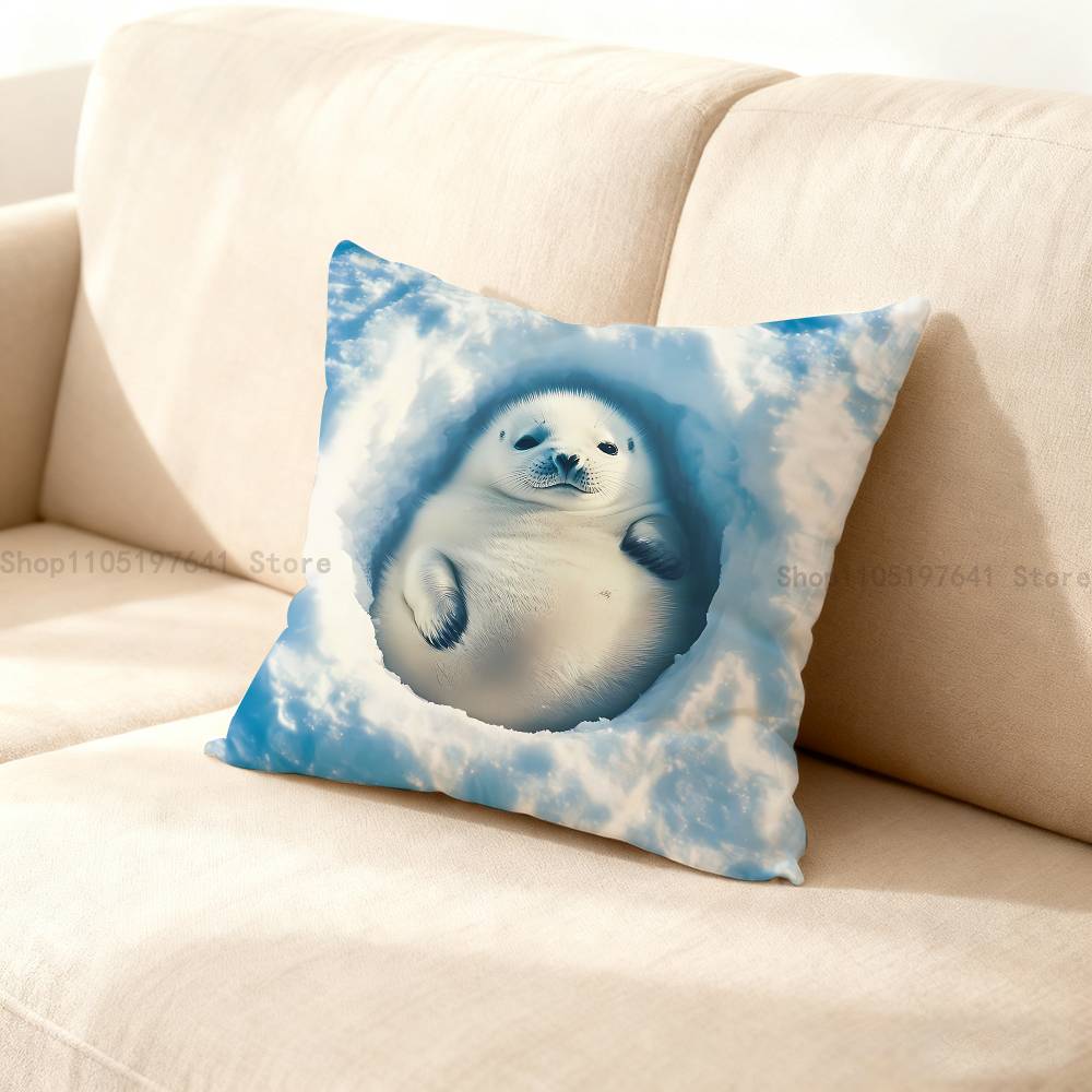 Seal Animal Cute Pillow Case Cushion Cover Home Decor Birthday Gift Pillowcover