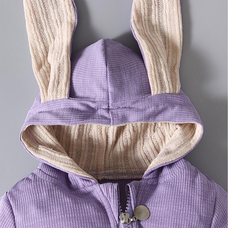 Easter Bunny Ears Hooded Romper for Girls - Spring & Autumn Style