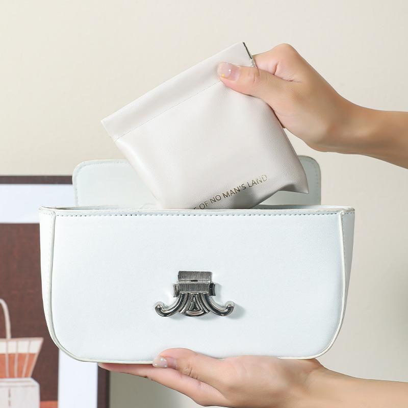 3610 PU Leather Mini Cosmetic Bag Outgoing Portable Cosmetic Storage Bag Automatic Closure Shell Bag
