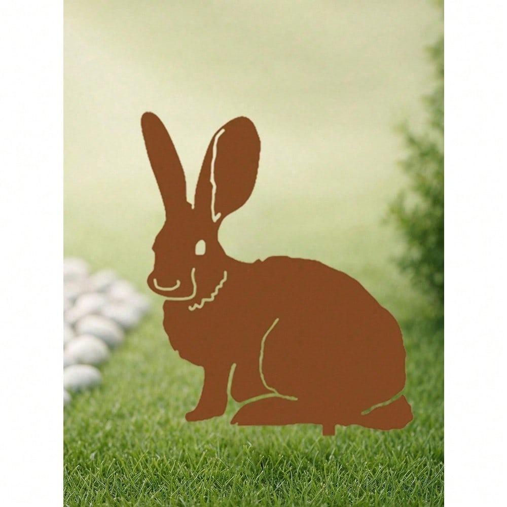 Metal Garden Rabbit Sculpture Outdoor Lawn Ornament for Yard Patio Flower Bed Decoration Easter Halloween Christmas Holiday Gift Spring Home Decor