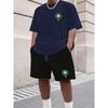 Youth Men's Fashionable Casual Sports Two-Piece Set Print Summer Short-Sleeved T-Shirt And Shorts Ensemble
