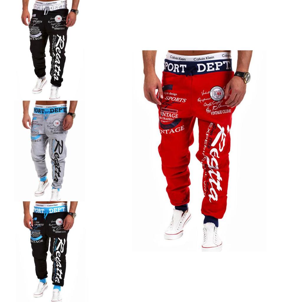 Classic Men's Letter Sport Sweat Pants Jogging Jogger Trousers Tracksuit Bottoms With Stylish Drop Crotch Design