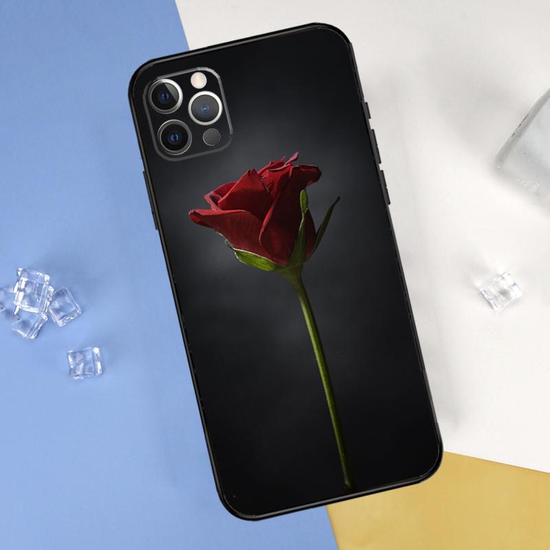 Red Rose Flower Phone Case For iPhone 16 Pro 15 Pro 11 13 14 Pro Max 12 Mini XR 16 15 Plus 16e Cover Shell