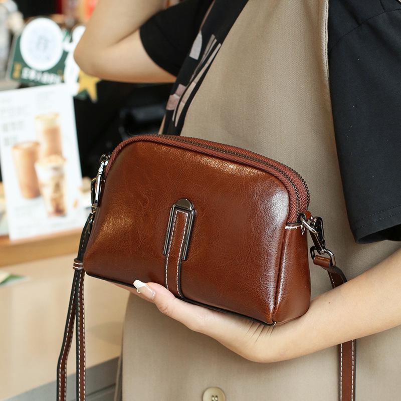 Genuine Leather Women's Retro Fashion Crossbody Handbag - 2025 Versatile Small Shoulder & Phone Bag