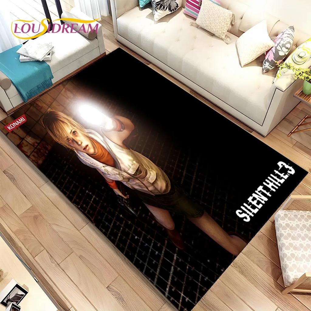 Teppich mit Horrorfilmspielen von Silent Hill, Teppich für Wohnzimmer, Schlafzimmer, Sofa, Fußmatte, Dekoration, rutschfeste Bodenmatte für Kinder