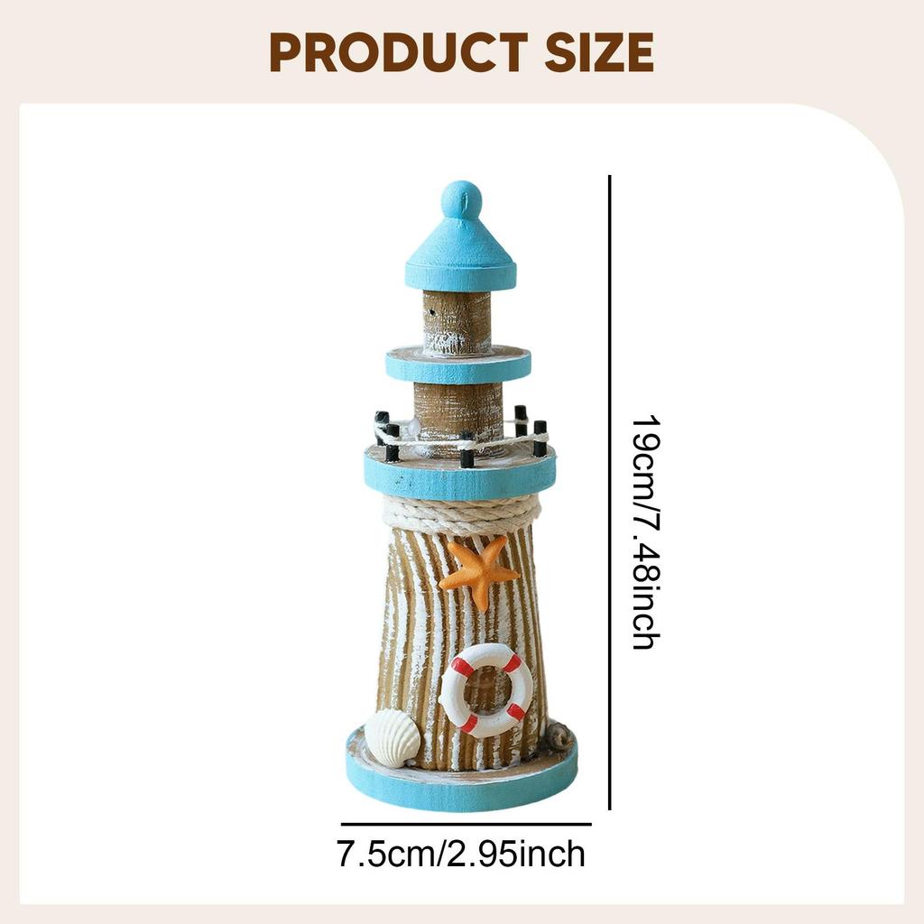Wooden Lighthouse Ornament Display Desktop Decorative Home Decoration Tabletop Nautical Decor for Bar Birthday Gift Drawing Room