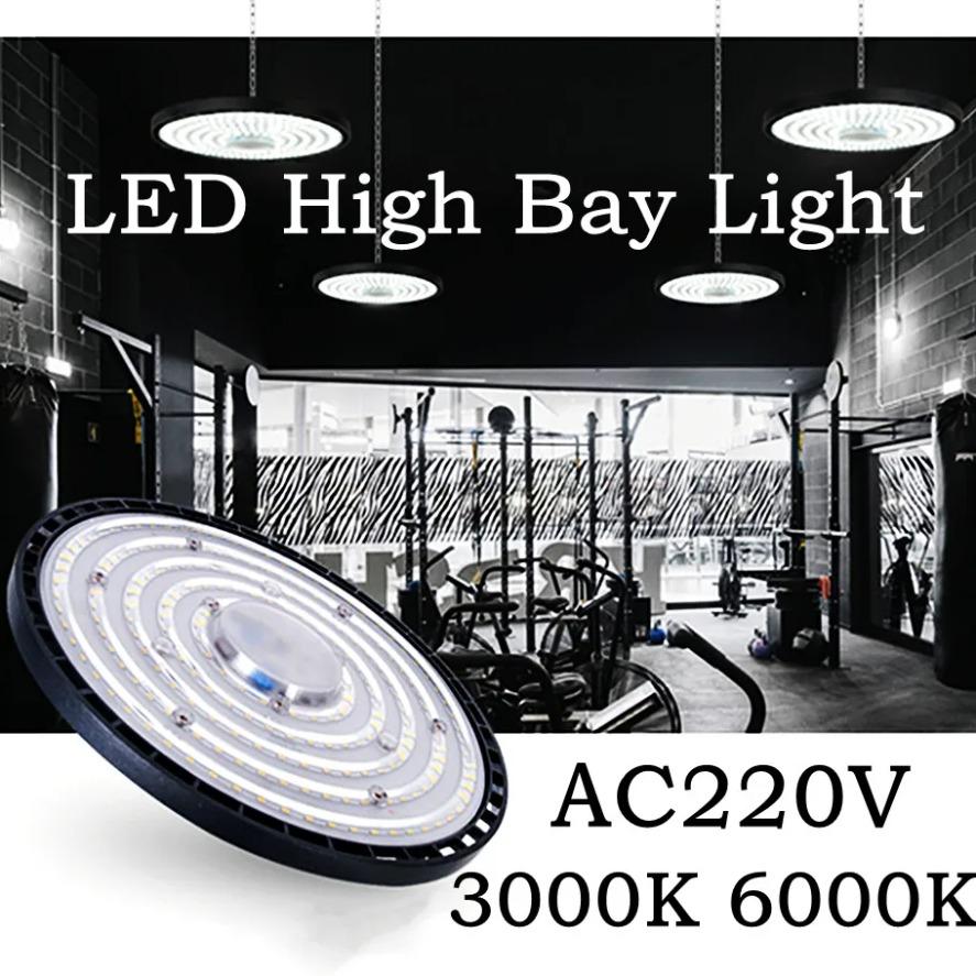 AC220V Super Bright LED High Bay Light UFO Warehouse Garage Light IP65 Waterproof For Gym Factory Lighting 6000K 100W 150W 200W