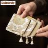 Retro Gewebte Brokat Quasten Untersetzer Luxus Topflappen für Kaffeetassen Untertasse Verbrühschutz Tischsets Teetasse Untersetzer Teezeremonie Geschenk
