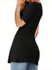 Women's V Neck Knot Front Blouse Short Sleeve Oversized Solid Summer Tunic T-Shirt