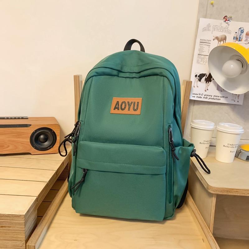 Large Capacity Student Schoolbag Male Solid Color Backpack