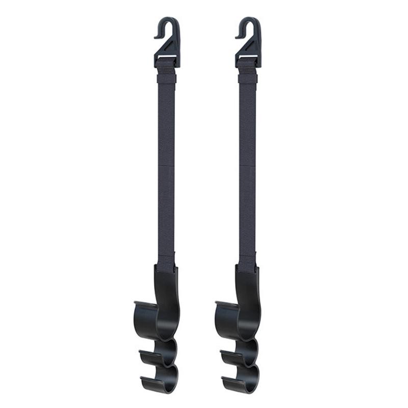 2pcs Car Headrest Hooks With 3 Multi-function Hangers, Rear Seat Back Storage For Purse Handbag Coat Grocery Umbrella