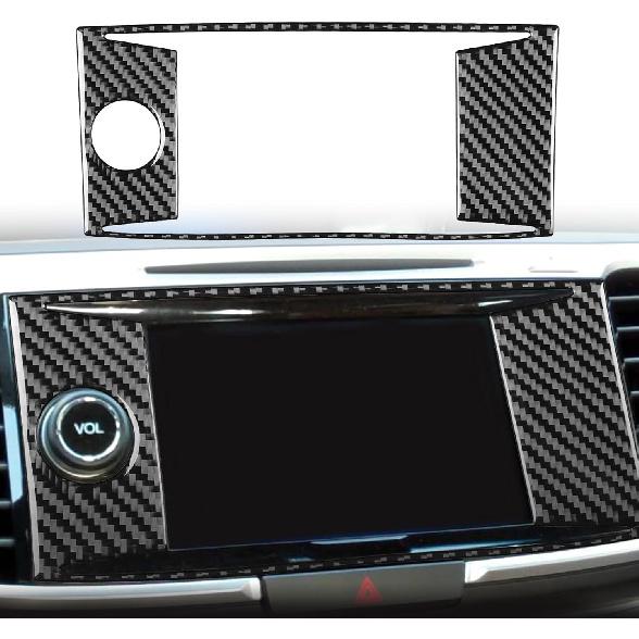Carbon Fiber Decorative Stickers Car Central Control CD Radio Buttons Konb Media Panel Frame Car Interior Compatible with Honda Accord 2013 2014 2015