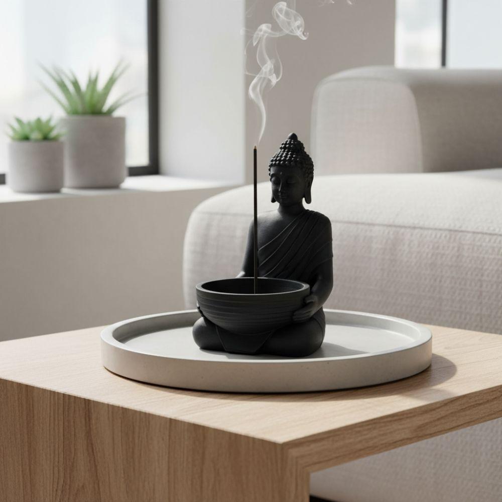 with Ash-Catching Chinese Zen Incense Stick Holder Meditating Monk Stick Incense Holder  Home Decor