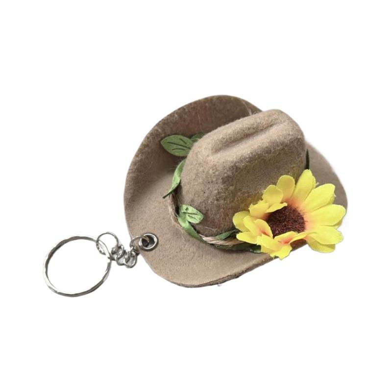 Trendy Flower Hat Key Chain Charm Versatile Hat Pendant Floral Keychain Portable Hat Pendant Keyrings Accessory