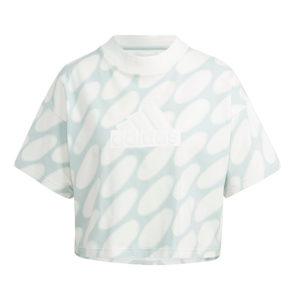 adidas Performance Women's Crop Logo Print T-Shirt Light Green HR8174