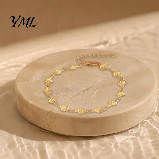 Minimalist Scallop Pendant Gold Boho Ocean Bracelet for Women, Mini Metal Comfortable Everyday Jewelry Shell Bracelet, Summer Beach Vacation,