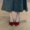 Fashion 2025 Women's Shoes New Autumn Pointed Toe Women's High Heels Elegant Thin Heels Dress Pumps Ladies Fashion Bow Shoes Women