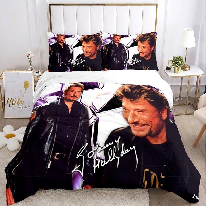 Bettbezug Rock Johnny Hallyday Kissenbezug Bettwäscheset Junge Mädchen Schlafzimmerdekoration Kindergeschenk Einzel Doppel Große Größe