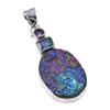 Natural Titanium Druzy,Blue Topaz 925 Solid Sterling Silver Gift Pendant 2" l4Z23