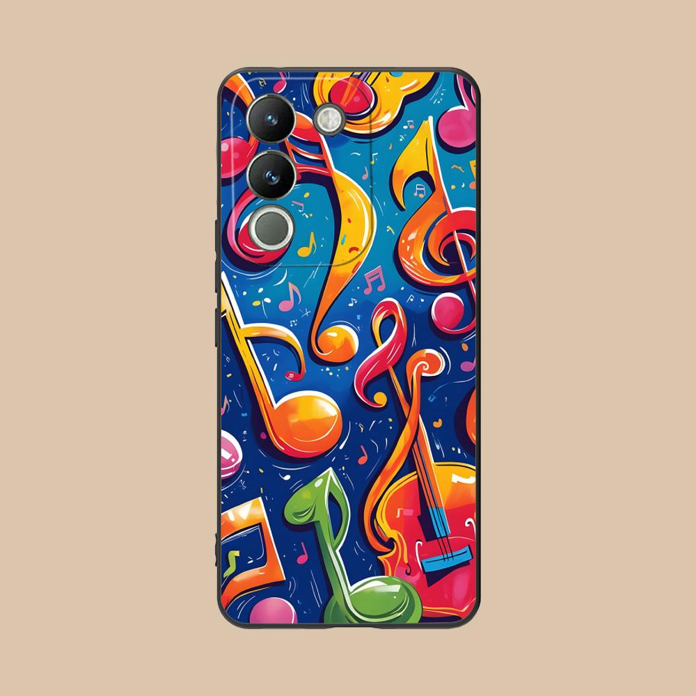 Musical Note Staff Mobile Phone Case for VIVO V60 V50 V40 V30 V29 V27 V25 V23 Pro Lite 5G Colorful Printing Cover Luxury
