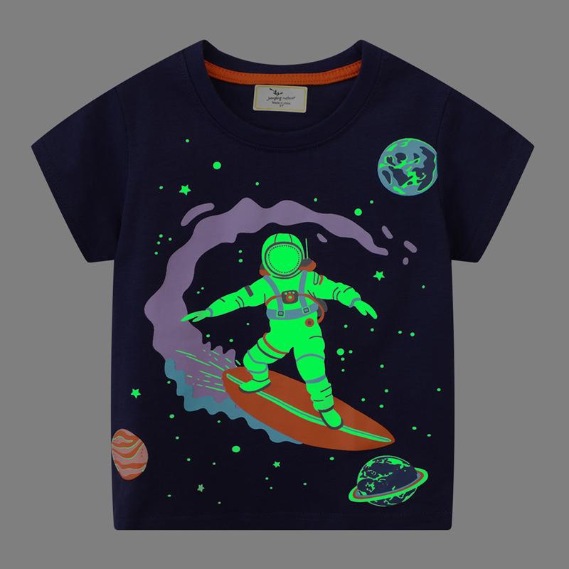 Jumping Meters New Arrival Spaceman Print Summer Boys Tshirts  Toddler Animals Cotton Clothes Kids Tees Tops