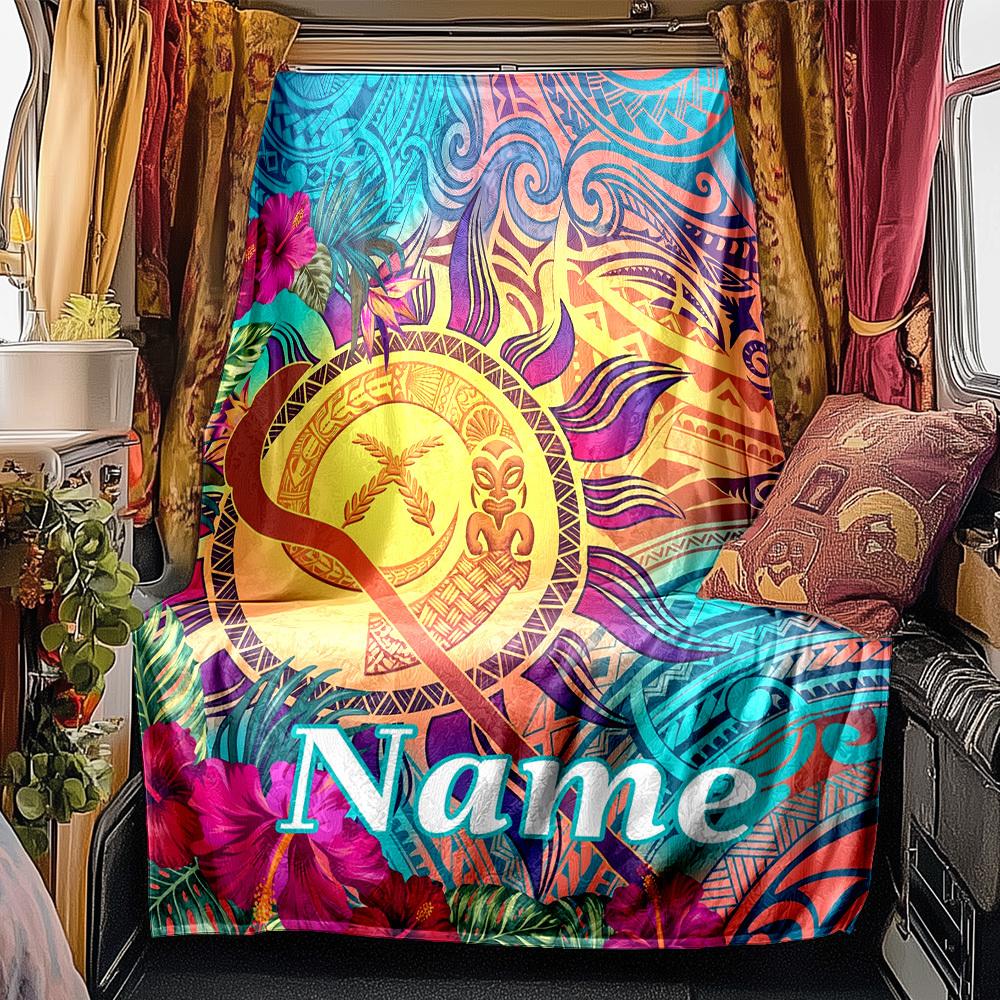 Tropical Floral Rv Customize Your Name Blanket Soft Lightweight Comfortable For All Seasons Suitable For Travel Camping Picnics Sofas Rvs Beds Living