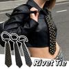 Choker Rivet Tie Black Pre-tied Tie Clothing Decoration Punk Style Long Necktie  Students