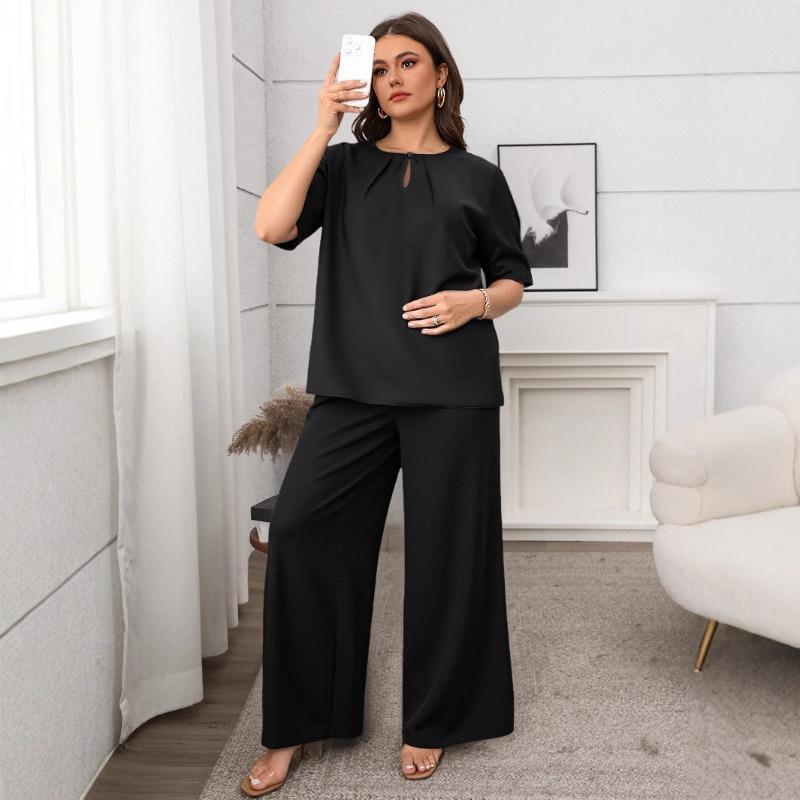 Dam Casual Sommar Rundhals Kortärmad Lös Vidbent Byxdress