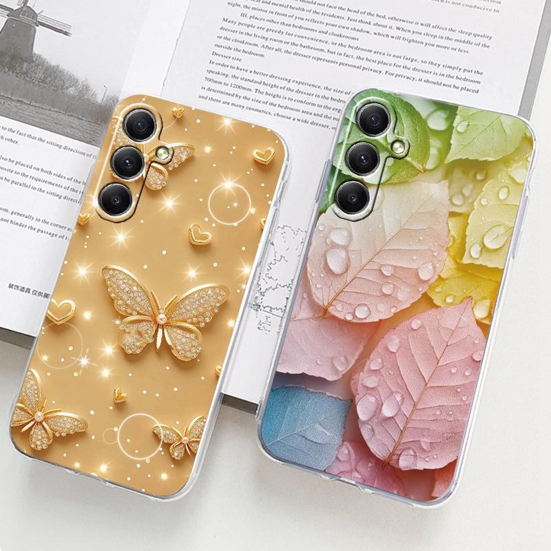 Fashion Butterfly Phone Case For iPhone 15 Samsung S25 Ultra A55 S24 FE A16 Xiaomi Redmi Note 14 13 Pro 14C Huawei Honor 200 Shockproof Clear Cover