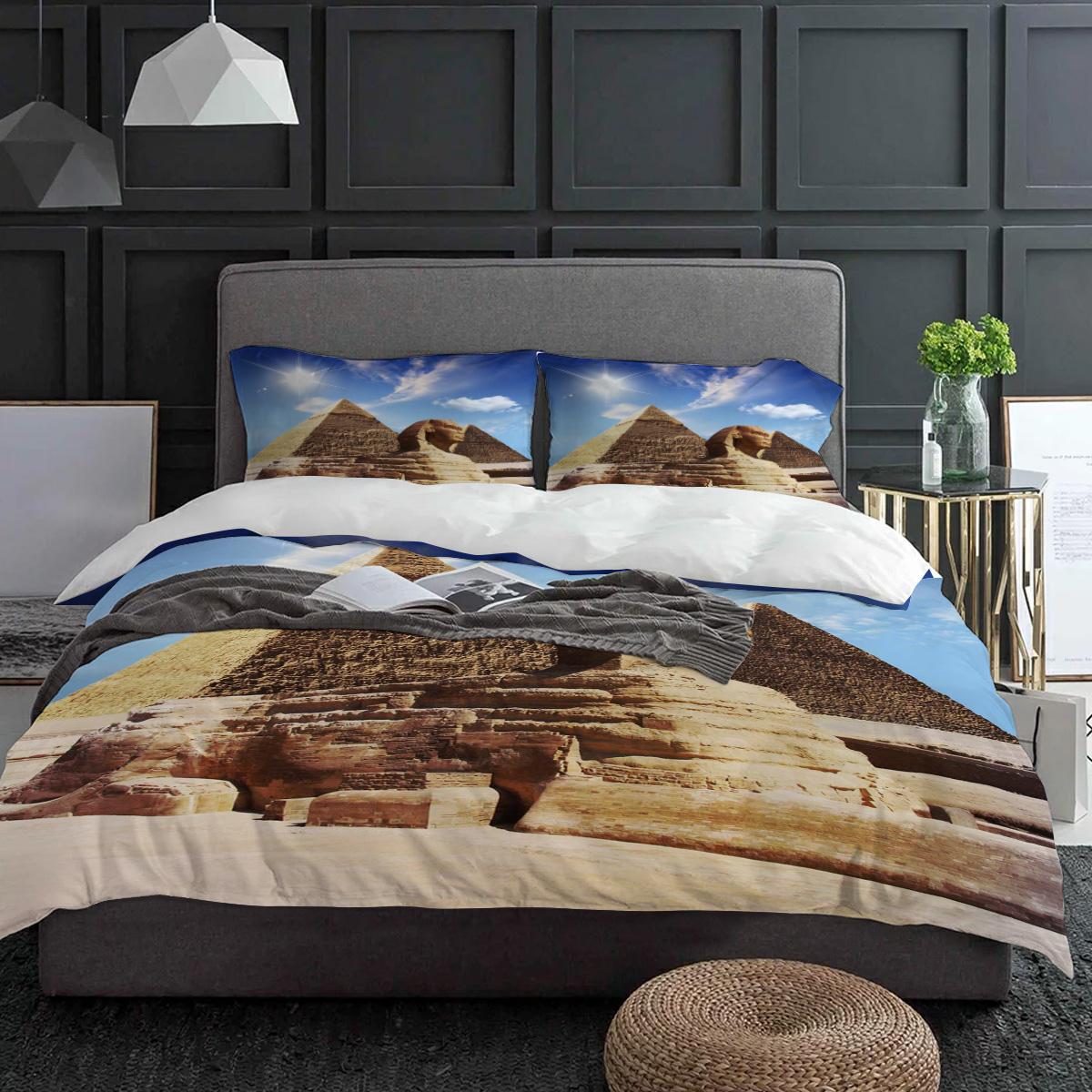 

Sphinx Pyramid Blue Sky Sun Duvet Cover With Pillow Case Custom Comforter 3pcs Bedding Set Quilt Cover Double Bed Home Textile (135x200cm)