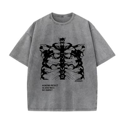 Blsack Tops Camiseta de Esqueleto Camisetas de Alta Calidad Verano Oversize Manga Corta Ropa Retro Lavado Vintage
