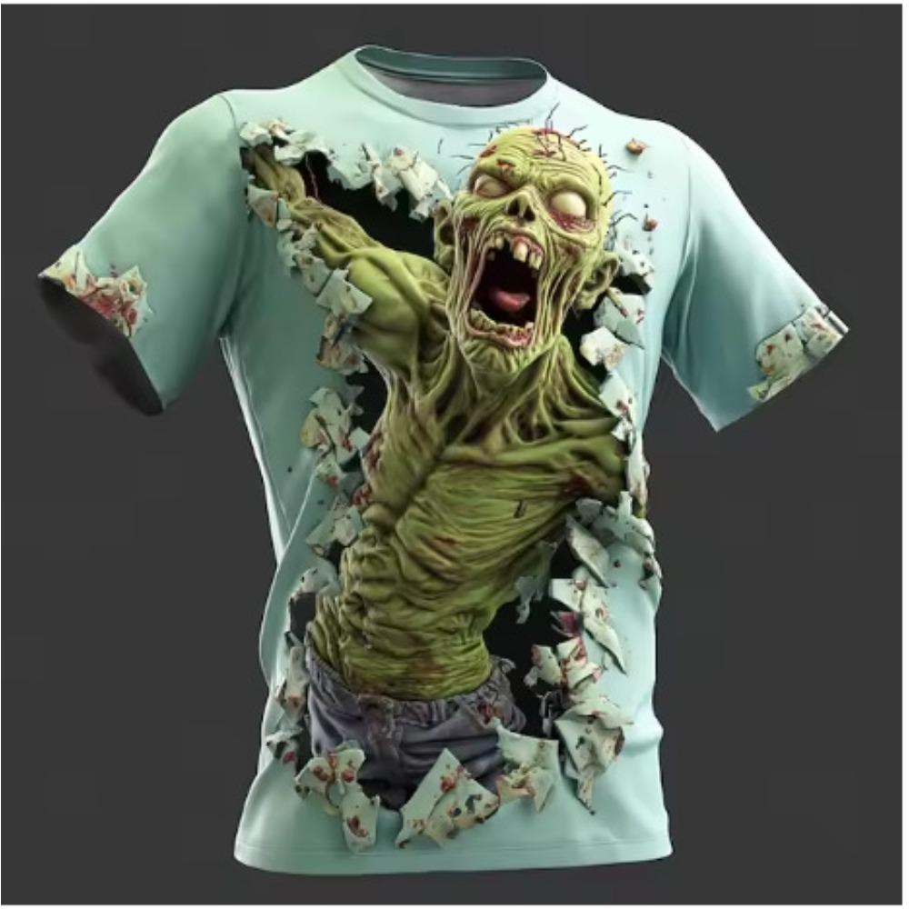 Zomer Mannen Casual Mode Creatief Casual Dagelijks T-shirt Los Casual T-shirt 3D Digitale Kleur Geprint T-shirt
