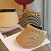 Breathable Straw Woven Light and Thin~ Fashion Contrasting Color Striped Empty Top Hat Casual Versatile Spring and Summer Sunshade Headband Hat