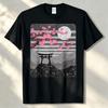 Japanese Sakura Torii Gate Full Moon Retro Texture Graphic T Shirt Unisex Cotton Tee Asian Aesthetic Casual Fashion Wear Tops