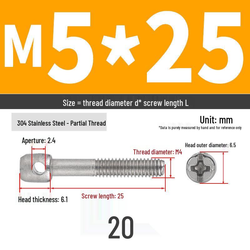 304 Stainless Steel Lead Seal Galvanized Meter Screw with Cross Hole