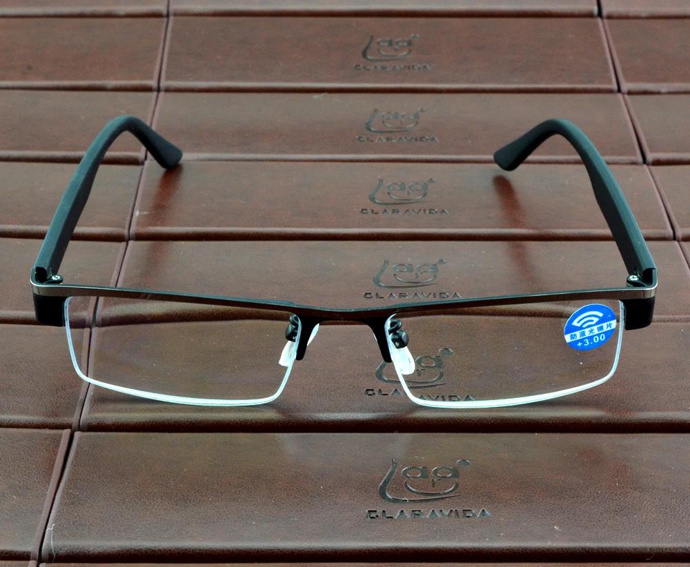 Clara Vida Titanium Alloy Half Rim Men Conference Style Reading Glasses +1 To +4