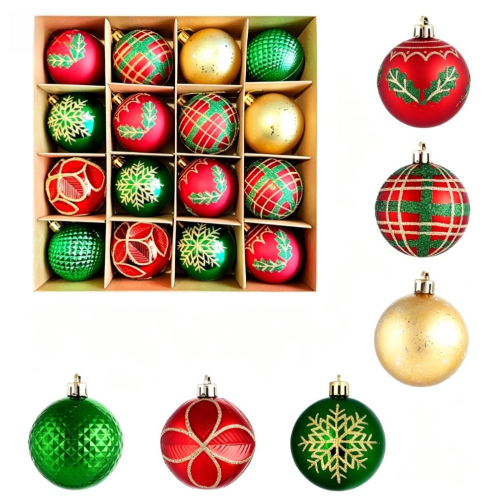 16Pcs New Electroplated Transparent Christmas Ball Bauble Set Hanging Ornament For Xmas Tree Indoor Home Party Festive Decor